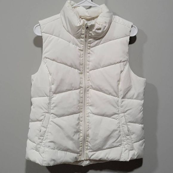 Lands' End Women's White 80% Down 20% Feather Puffer Vest Size M - Picture 1 of 6
